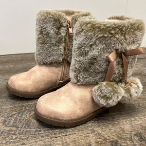 Nicole Miller Mid Calf Faux Fur Trimmed Boots